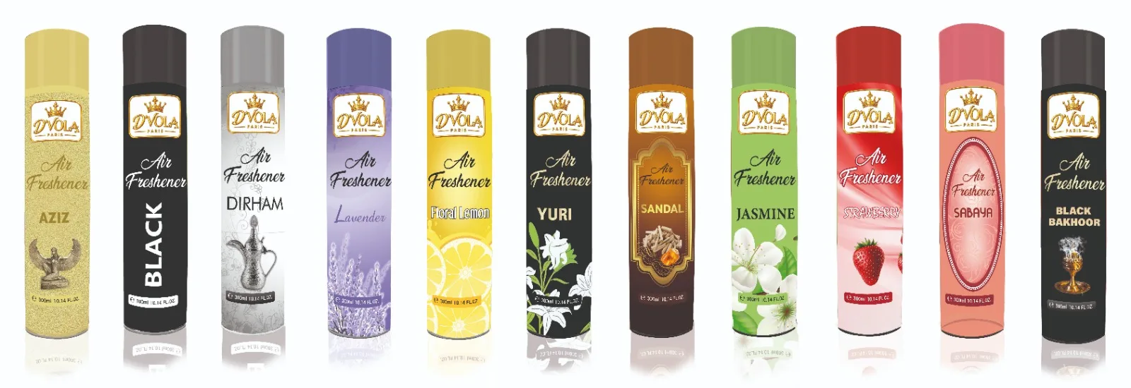 The full D'Vola Paris air freshener lineup